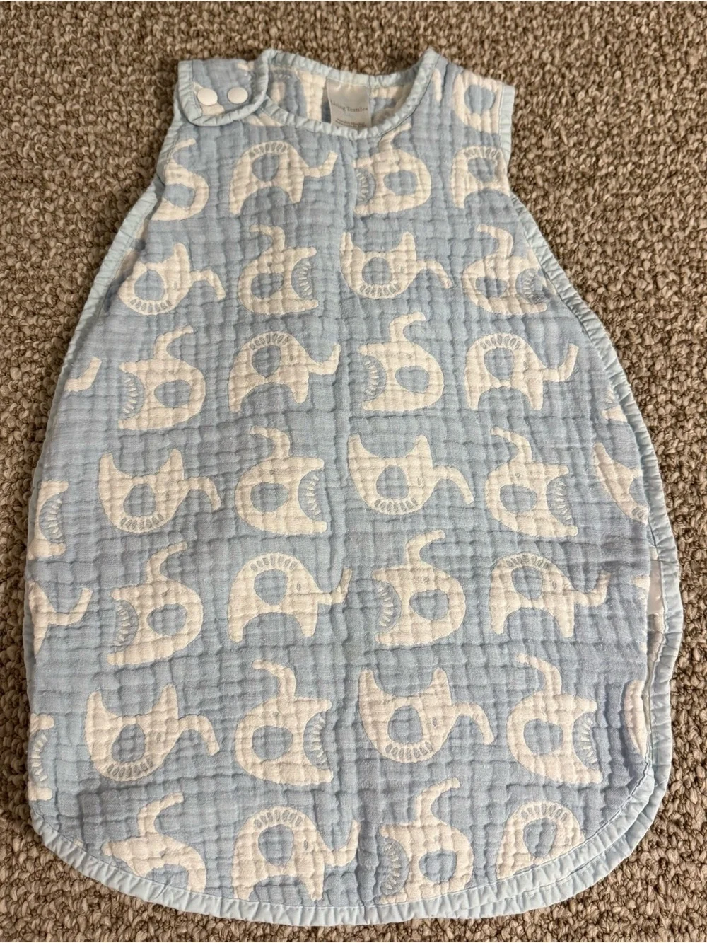 Living Textiles Baby Wearable Blanket Blue Elephant Print 3-18 Months